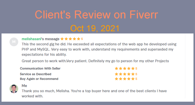 Clent Review on Fiverr - Momtaz U